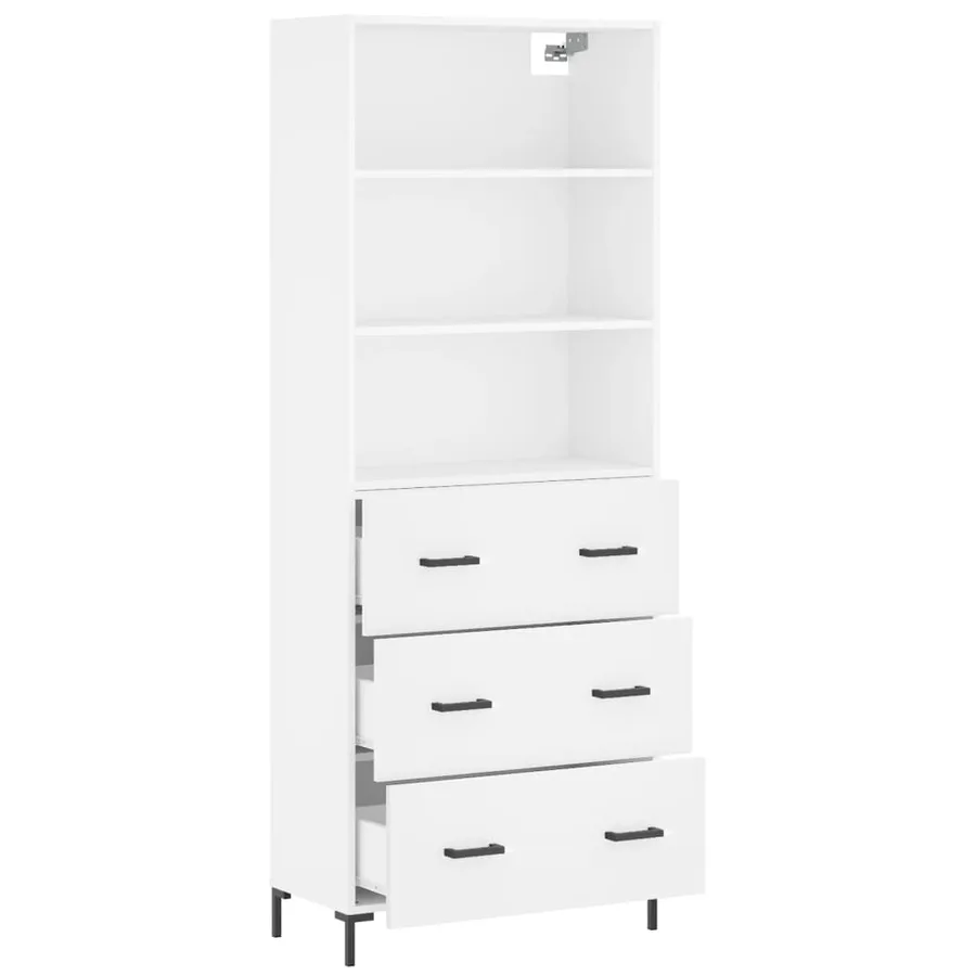 Buffet haut Blanc 69,5x34x180 cm Bois d'ingénierie - 4