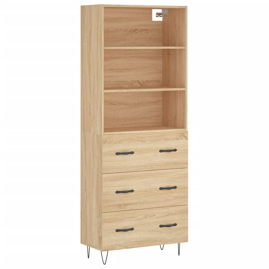 Buffet haut Chêne sonoma 69,5x34x180 cm Bois d'ingénierie - 2