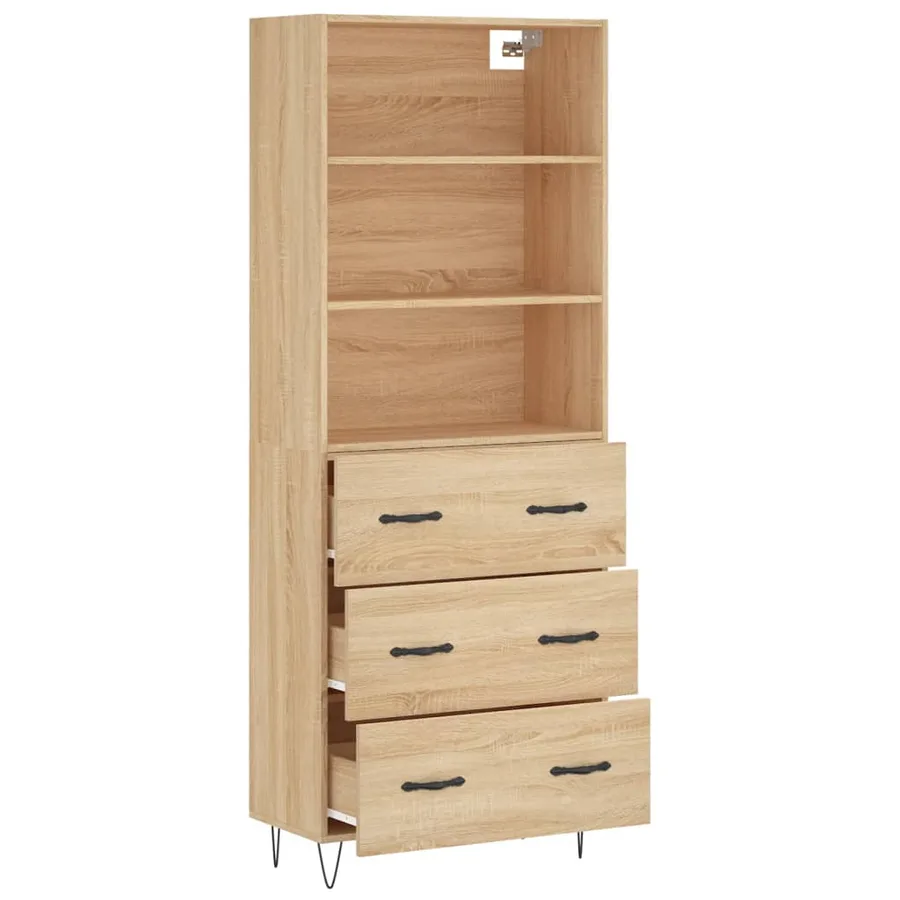 Buffet haut Chêne sonoma 69,5x34x180 cm Bois d'ingénierie - 4