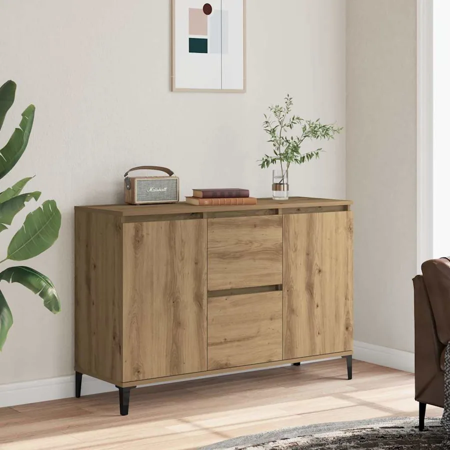 Buffet chêne artisanal 102x35x70 cm bois d'ingénierie