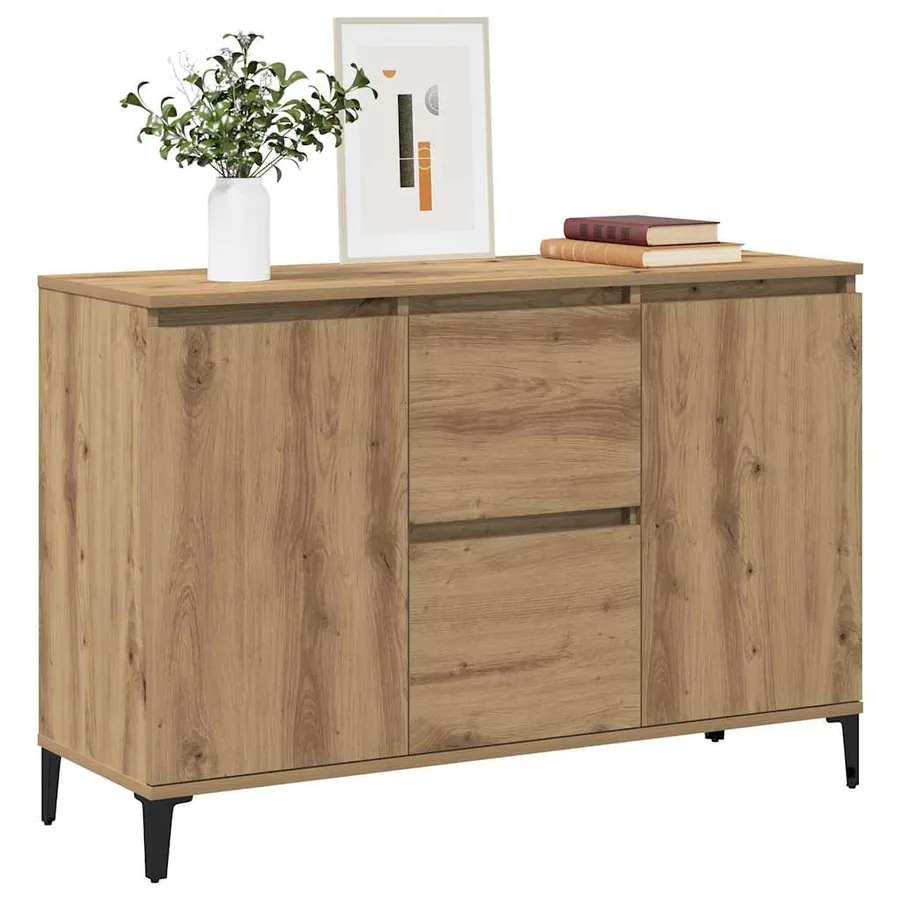 Buffet chêne artisanal 102x35x70 cm bois d'ingénierie - 3