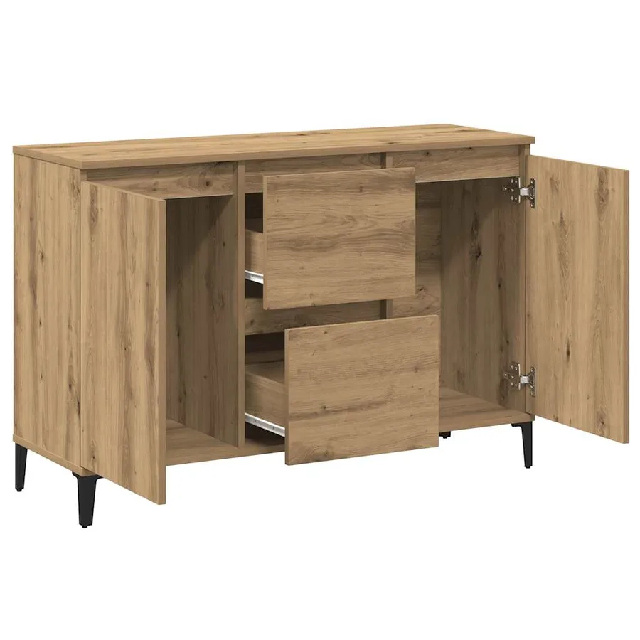Buffet chêne artisanal 102x35x70 cm bois d'ingénierie - 7