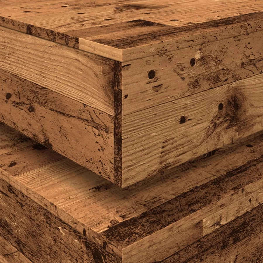 Table basse avec lumières LED vieux bois 90x50x40 cm - 10