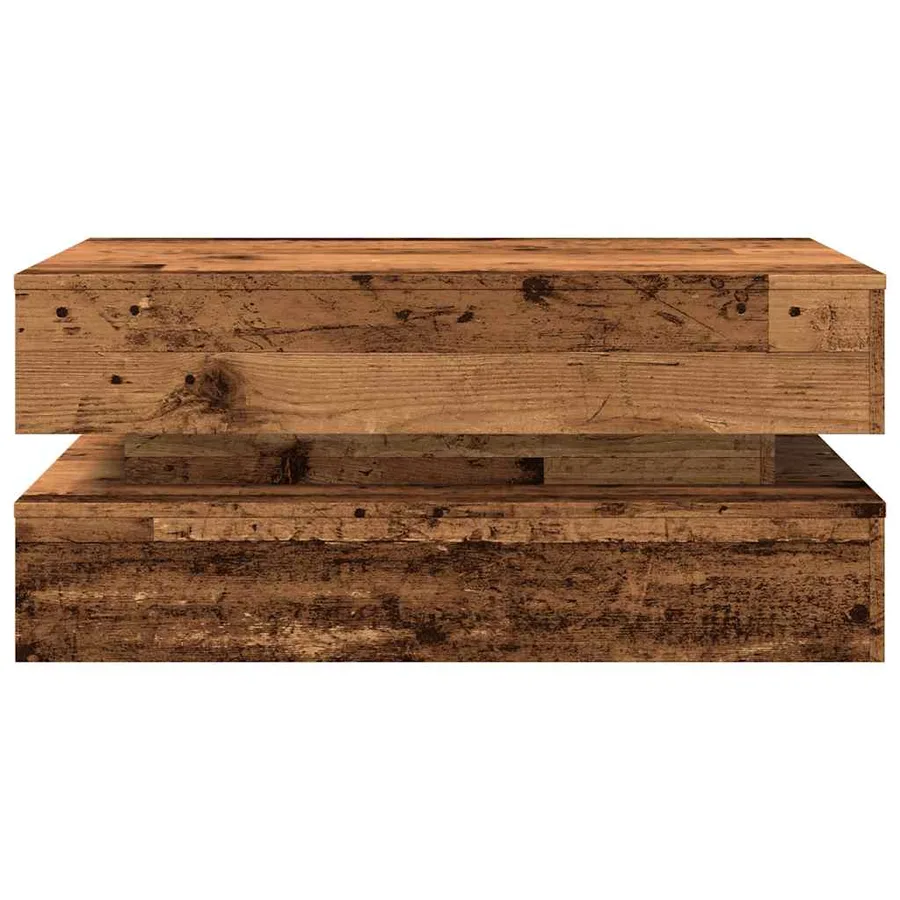 Table basse avec lumières LED vieux bois 90x50x40 cm - 7