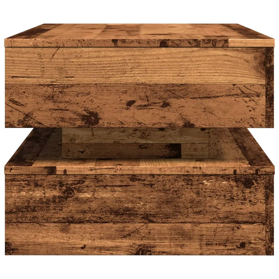 Table basse avec lumières LED vieux bois 90x50x40 cm - 8