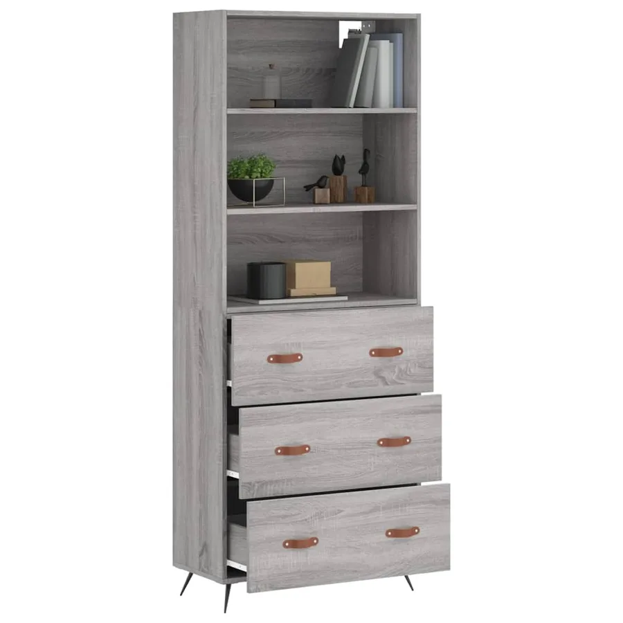 Buffet haut Sonoma gris 69,5x34x180 cm Bois d'ingénierie - 11
