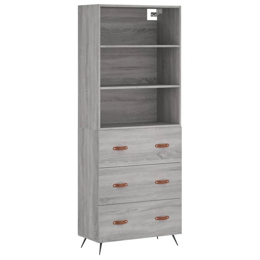 Buffet haut Sonoma gris 69,5x34x180 cm Bois d'ingénierie - 3