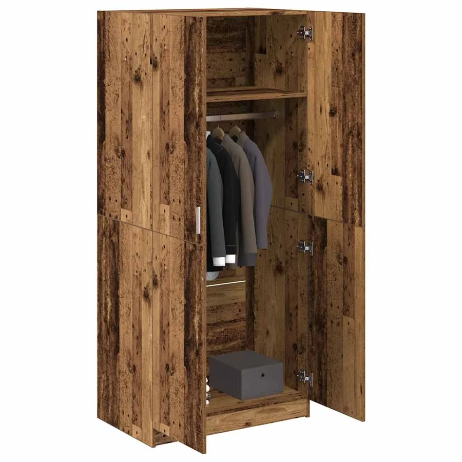 Garde-robe vieux bois 90x52x200 cm bois d'ingénierie - 3