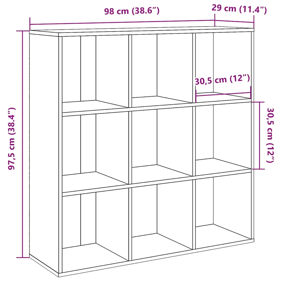 Armoire à livres chêne artisanal 98x29x97,5 cm - 10