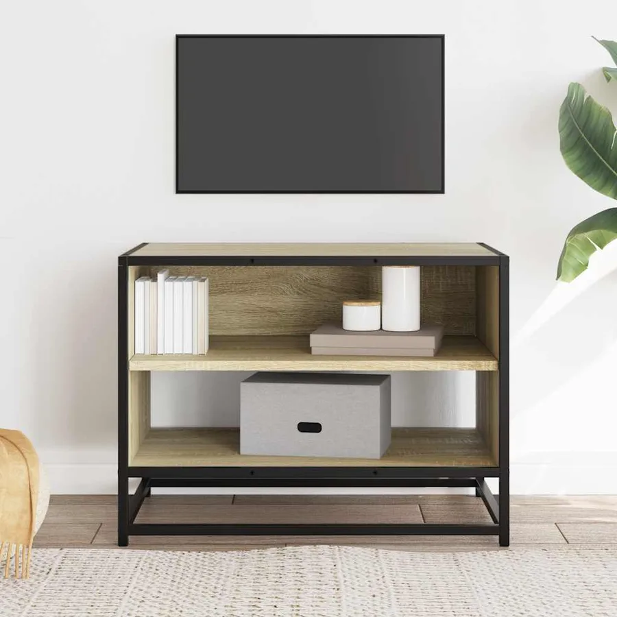 Meuble TV chêne sonoma 61x40x46 cm bois d'ingénierie et métal - 3