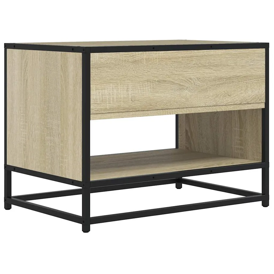 Meuble TV chêne sonoma 61x40x46 cm bois d'ingénierie et métal - 5