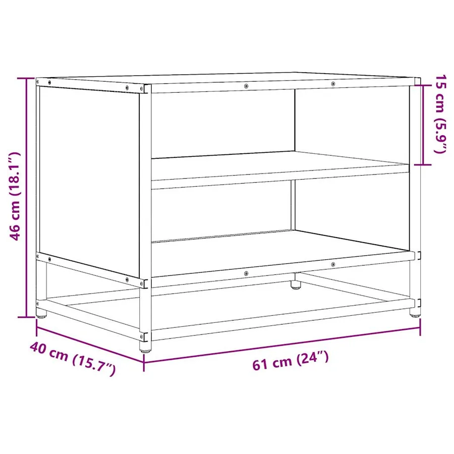 Meuble TV chêne sonoma 61x40x46 cm bois d'ingénierie et métal - 9