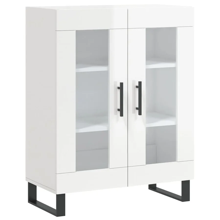 Buffet haut Blanc brillant 69,5x34x180 cm Bois d'ingénierie - 7