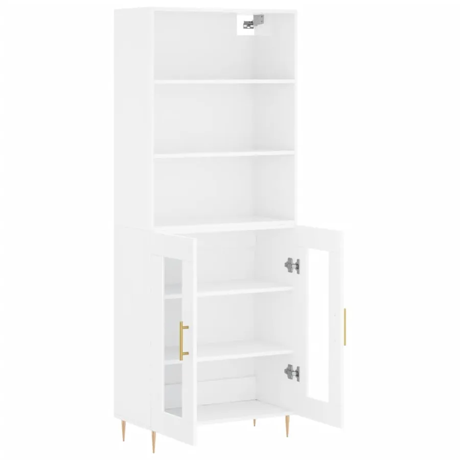 Buffet haut Blanc brillant 69,5x34x180 cm Bois d'ingénierie - 4