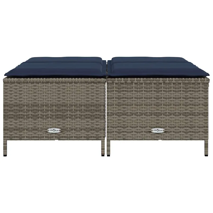 Tabourets de jardin avec coussins lot de 4 gris résine tressée - 3