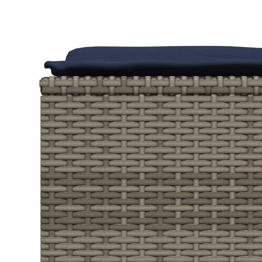 Tabourets de jardin avec coussins lot de 4 gris résine tressée - 6