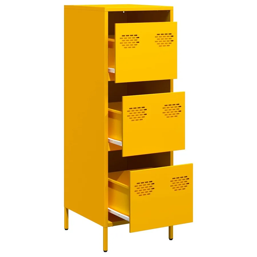 Buffet haut jaune moutarde 39x35x103,5 cm acier - 4