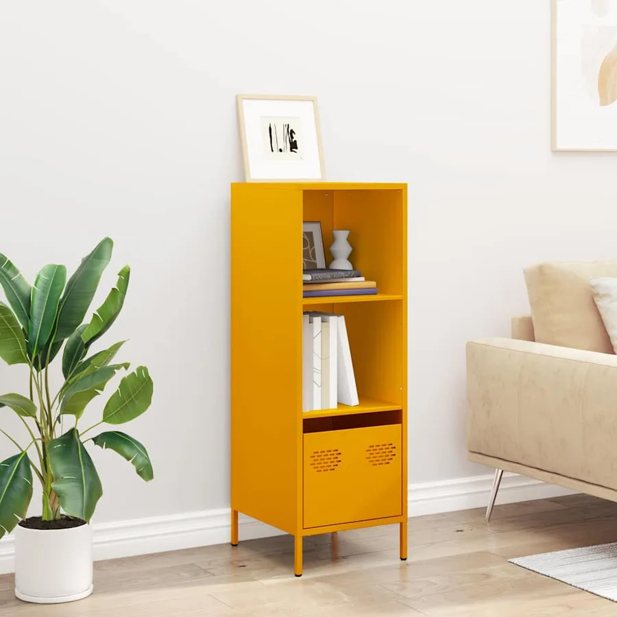 Buffet haut jaune moutarde 35x39x103,5 cm acier - 3