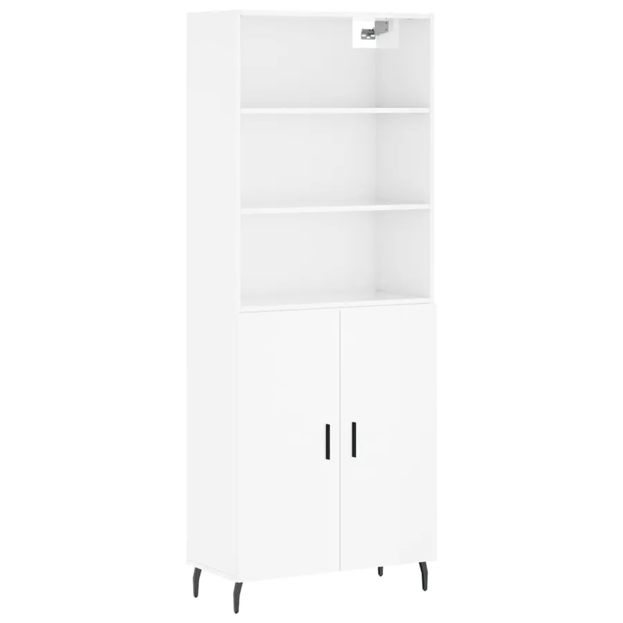 Buffet haut Blanc brillant 69,5x34x180 cm Bois d'ingénierie - 2