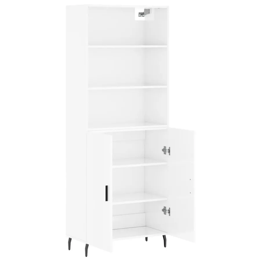 Buffet haut Blanc brillant 69,5x34x180 cm Bois d'ingénierie - 4