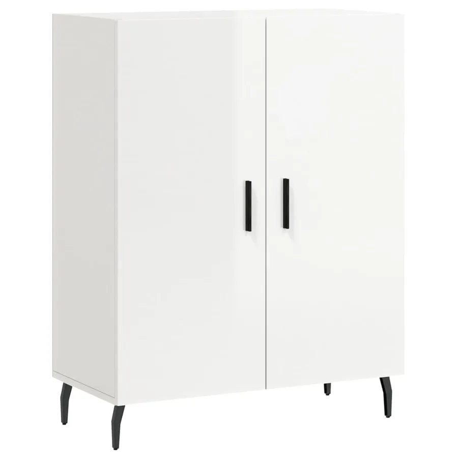 Buffet haut Blanc brillant 69,5x34x180 cm Bois d'ingénierie - 7