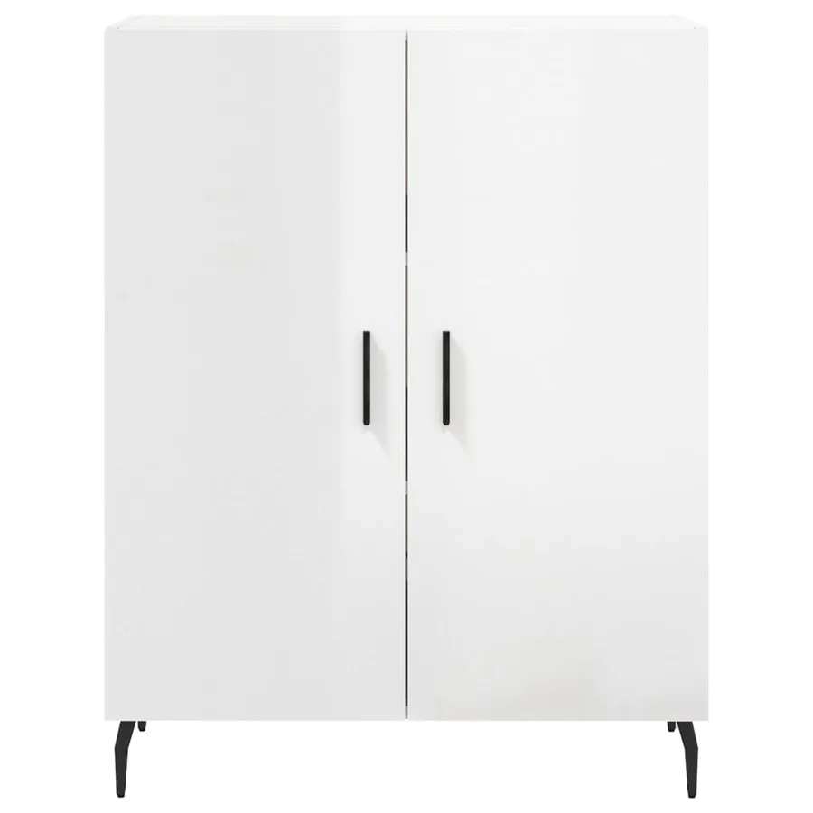 Buffet haut Blanc brillant 69,5x34x180 cm Bois d'ingénierie - 8