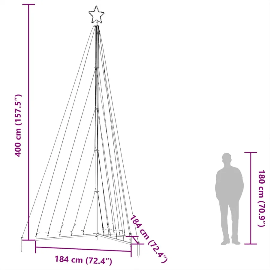 Sapin de Noël à LED 570 LED blanc froid 399 cm - 12