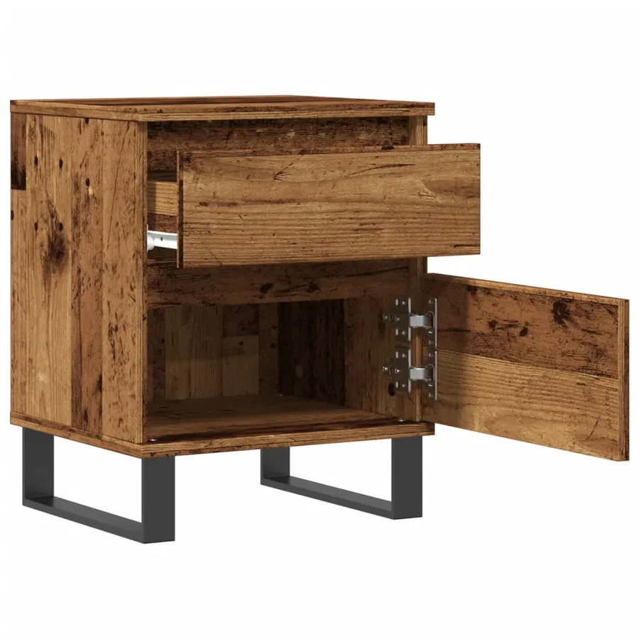 Table de chevet vieux bois 40x35x50 cm bois d’ingénierie - 5