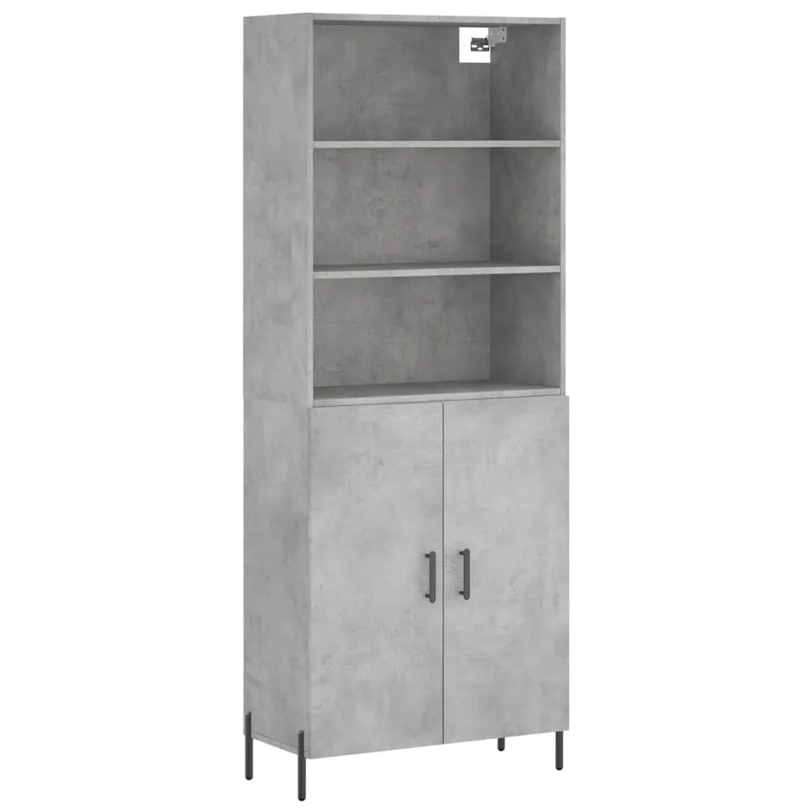 Buffet haut Gris béton 69,5x34x180 cm Bois d'ingénierie - 2