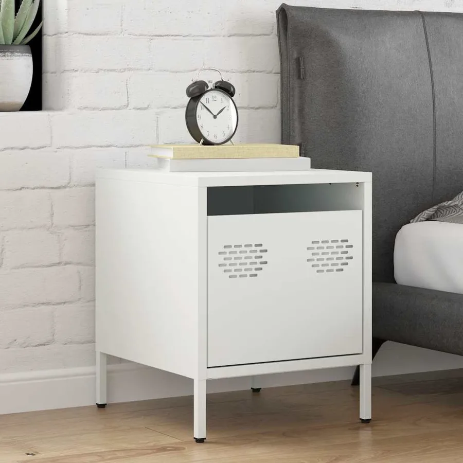 Table de chevet blanc 35x39x43,5 cm acier - 3
