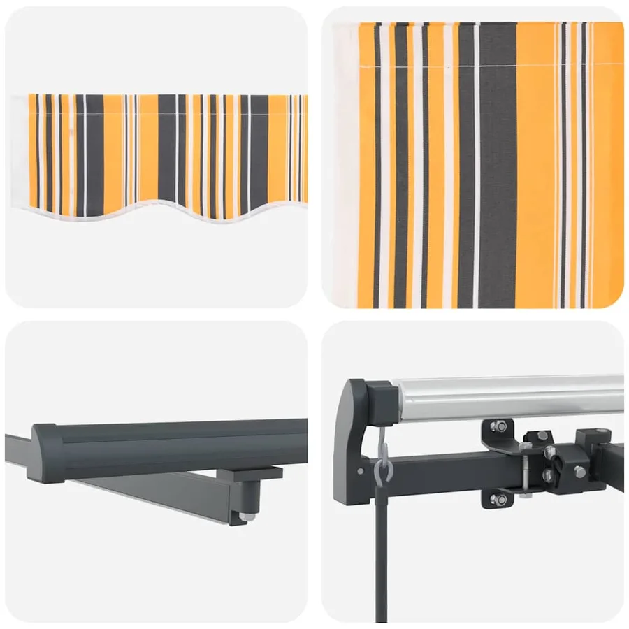 Auvent rétractable Multicolore 400 × 350 cm Tissu et Aluminium - 8