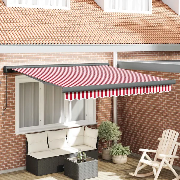 Auvent rétractable Rouge et Blanc 300 x 250 cm
