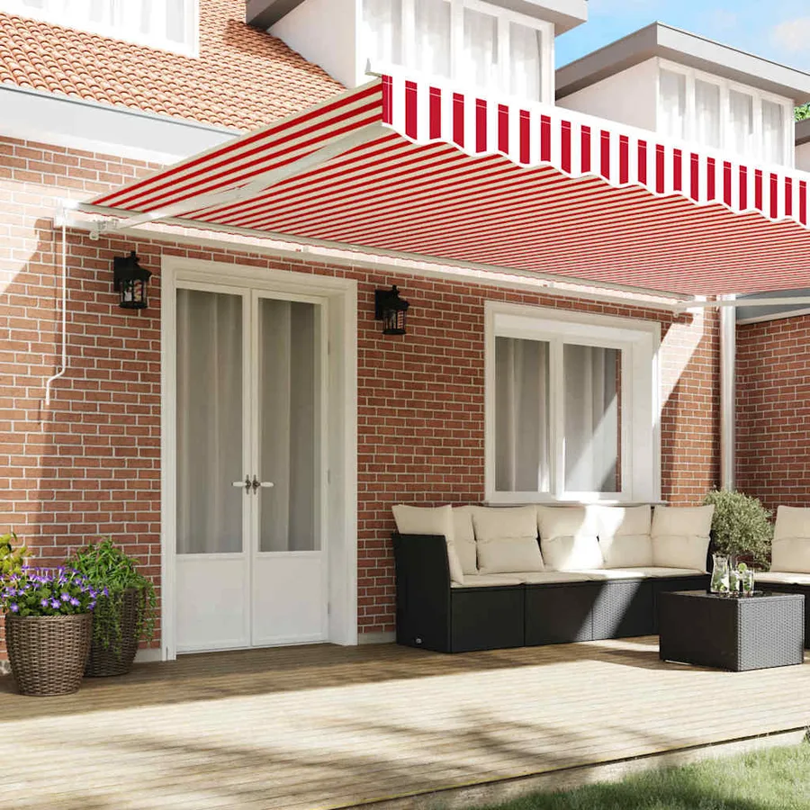 Auvent rétractable Rouge et Blanc 500 × 350 cm - 3
