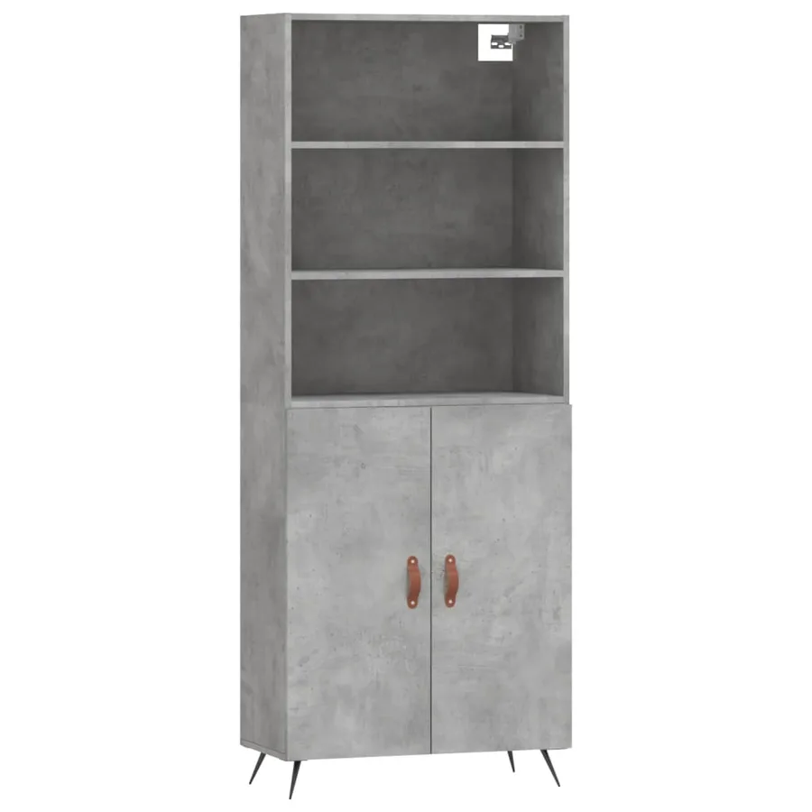 Buffet haut Gris béton 69,5x34x180 cm Bois d'ingénierie - 2