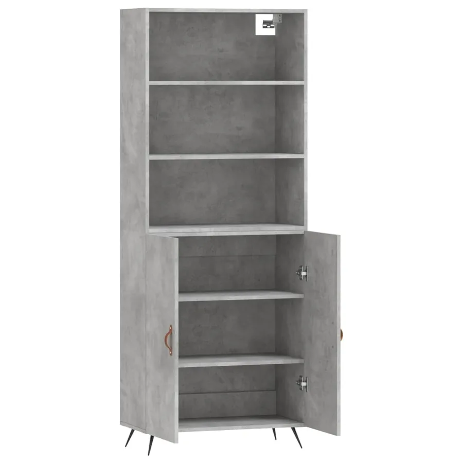 Buffet haut Gris béton 69,5x34x180 cm Bois d'ingénierie - 3