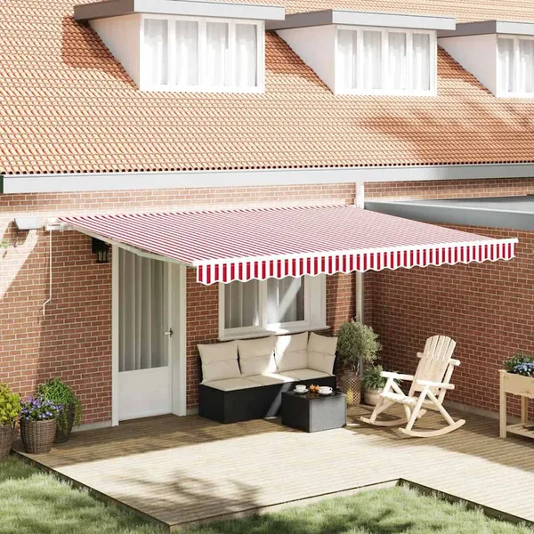 Auvent rétractable Rouge et Blanc 450 × 350 cm