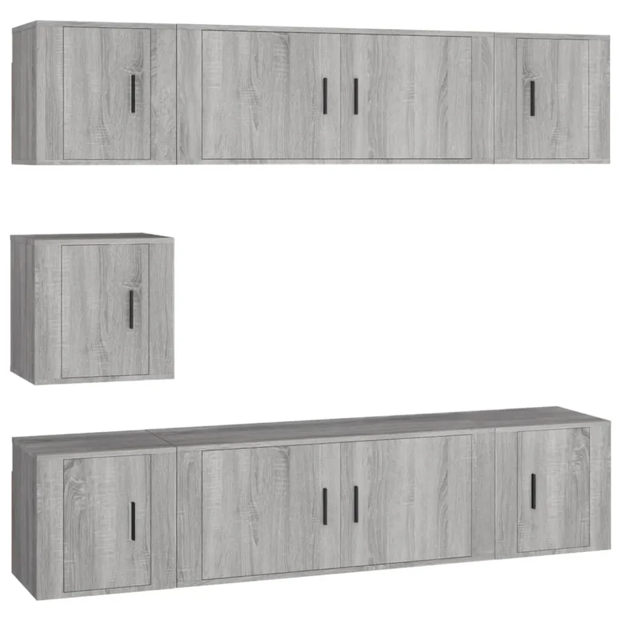 Ensemble de meubles TV 7 pcs Sonoma gris Bois d'ingénierie - 2