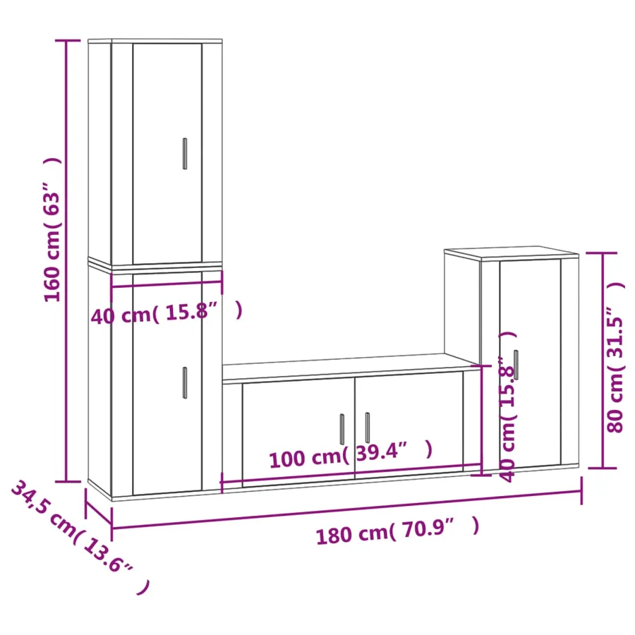 Ensemble de meubles TV 4 pcs Blanc Bois d'ingénierie - 5