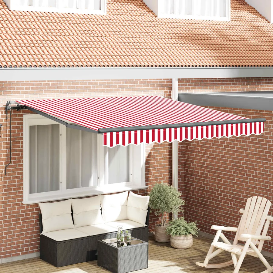 Auvent rétractable Rouge et Blanc 300 x 250 cm