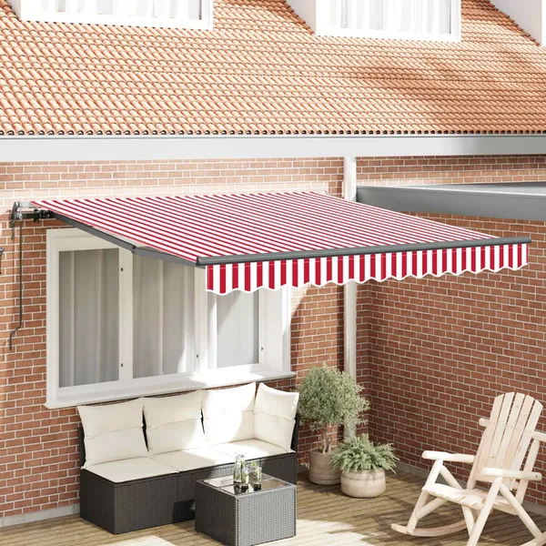 Auvent rétractable Rouge et Blanc 300 x 250 cm