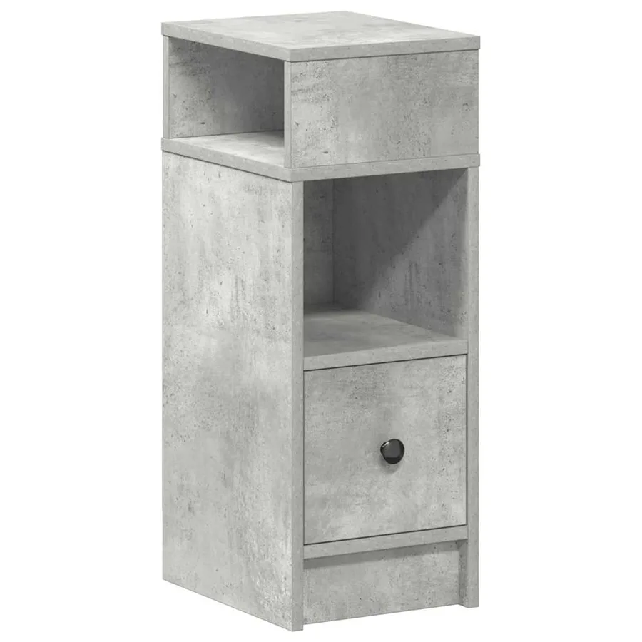 Table de chevet avec tiroir gris béton 25x31x66 cm - 2