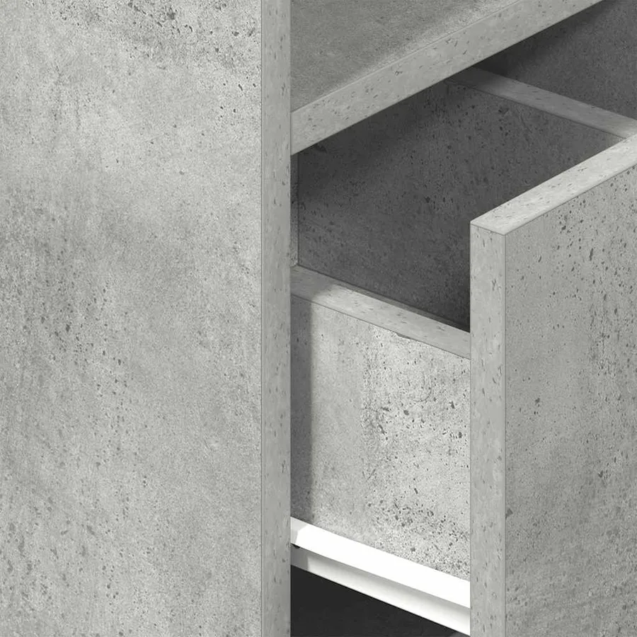 Table de chevet avec tiroir gris béton 25x31x66 cm - 8