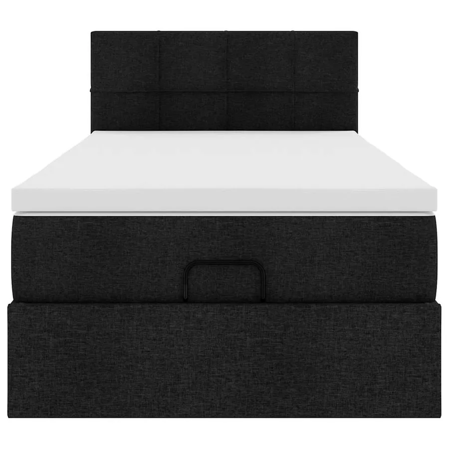 Lit ottoman avec matelas noir 90x200 cm tissu - 7
