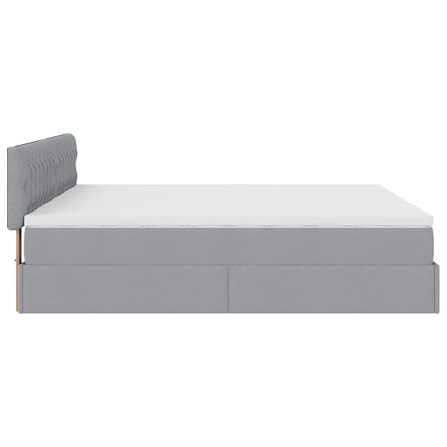 Cadre de lit ottoman et matelas gris clair 200x200cm tissu - 11