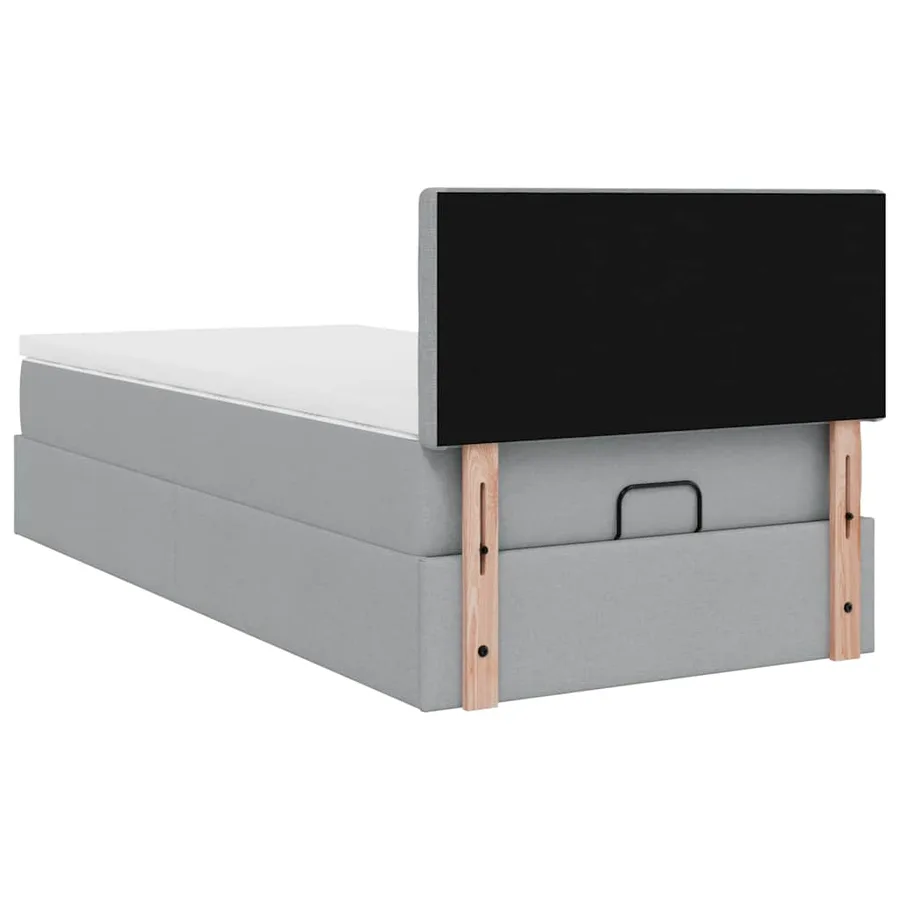 Lit ottoman avec matelas gris clair 100x200 cm tissu - 12