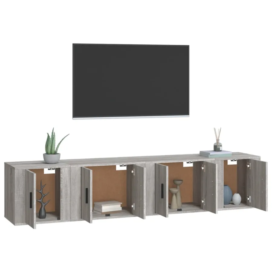 Ensemble de meubles TV 4 pcs Sonoma gris Bois d'ingénierie - 3