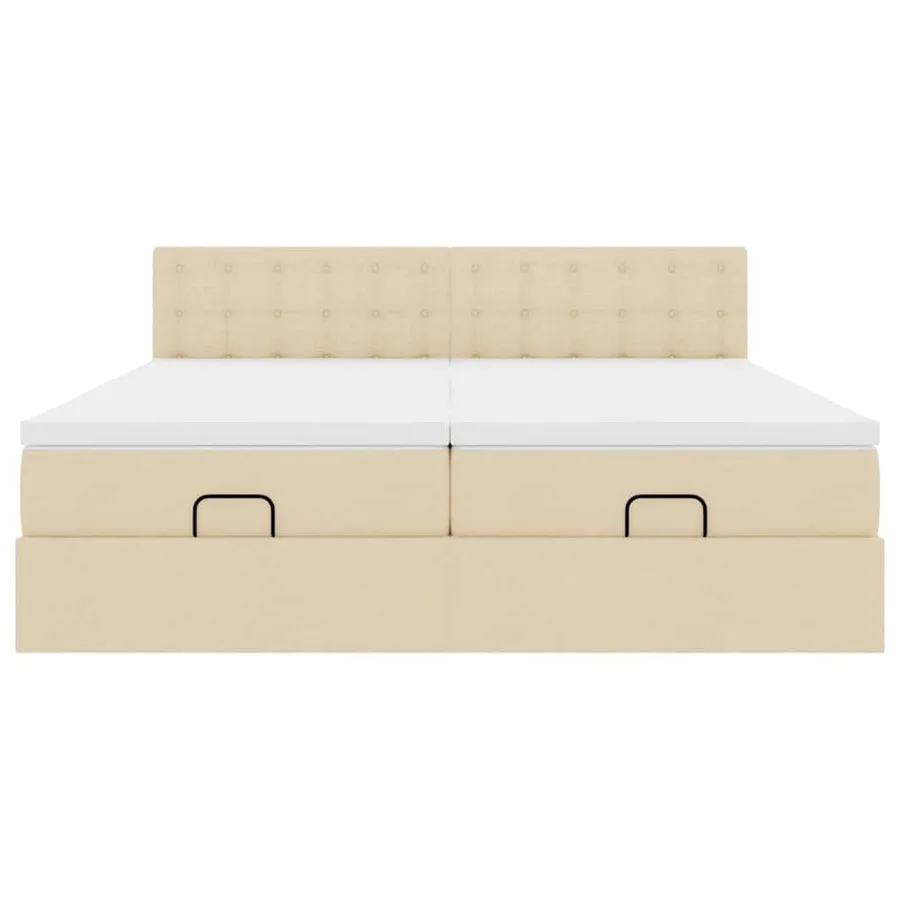 Cadre de lit ottoman avec matelas crème 180x200 cm tissu - 8