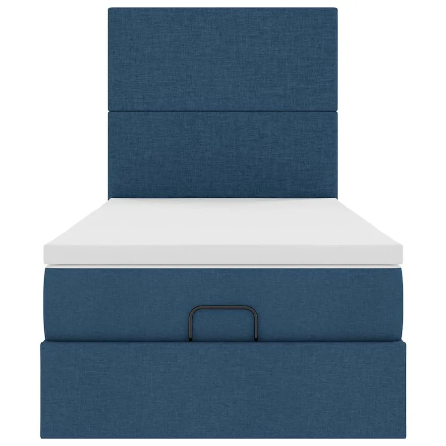 Lit ottoman avec matelas bleu 90x200 cm tissu - 7