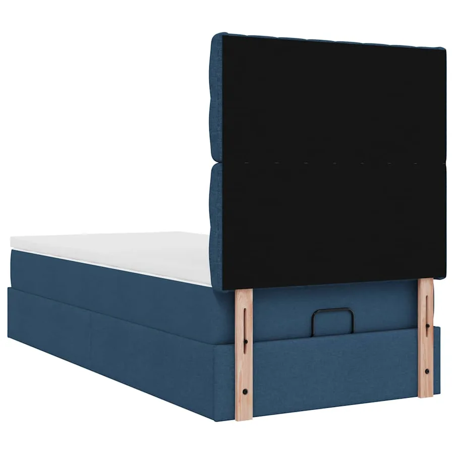 Lit ottoman avec matelas bleu 90x200 cm tissu - 10
