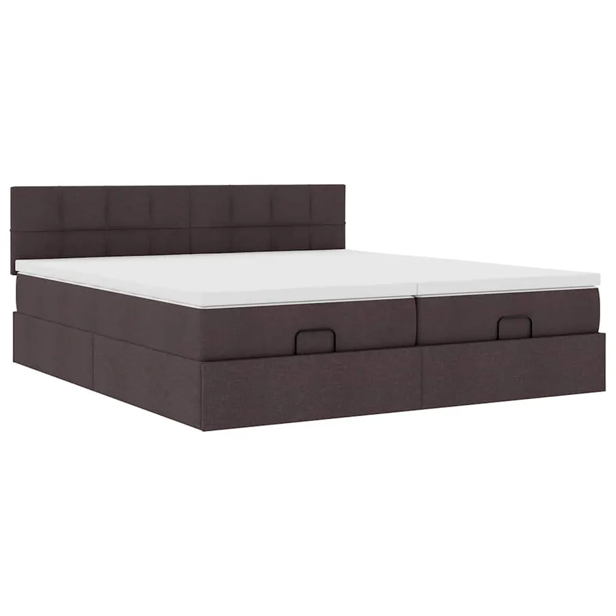 Cadre de lit ottoman avec matelas marron foncé 180x200 cm tissu - 7